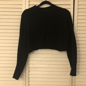 Black crop turtleneck sweater
